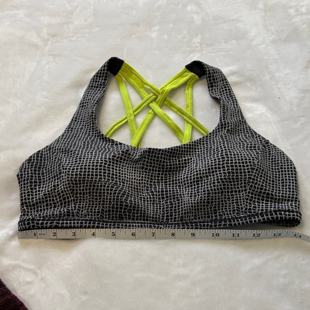 lululemon athletica Black and Neon Yellow Sports Bra